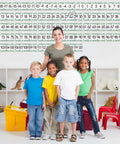 Boho Number Line Bulletin Border Set 34Ft For Classrooms With Minus 20 To 120 Numbers And Todays Number Card on classroom wall