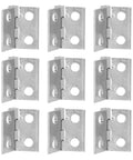 Miniature Decorative Box Hinges Set 100 Pcs Silver 8x10mm With Nails for Jewelry Boxes and Wooden Cabinets, front view
