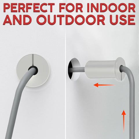 Split Design Wall Cable Pass Through Gasket For Three Quarter Inch Holes Silicone White Wire Grommet Cover Kit in use.