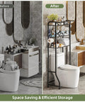 Bathroom with Over The Toilet Storage Cabinet Three Tier Metal Bathroom Shelf Organizer With Paper Holder And Hooks Black Finish