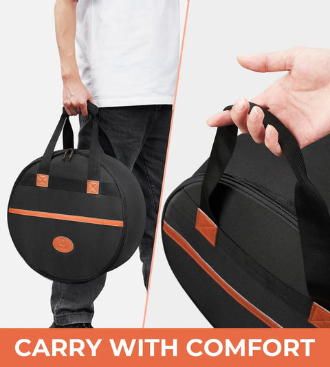 Road Tough Full Size Five Piece Drum Case Set With Killer Thick Padding For 10 Inch 12 Inch Toms bag shown in black with handles.