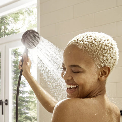 Hansgrohe Pulsify S 4 Inch Modern Handheld Shower Head With PowderRain IntenseRain And Pulsating Massage Three Spray Types Matte Black 24111671 Delivers Thousands Of Micro Droplets For Ultra Gentle Luxurious Shower Experience in use