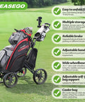 Link Ready Four Wheel Golf Push Cart All Terrain Walking Caddy With Beast Mode Slope Stability on green grass with storage pockets.