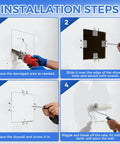 Installation steps for 20 Pack Drywall Repair Clips With 40 Stainless Steel Screws fits half and five eighth inch panels.