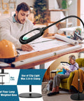 10X Optical Grade Glass Rectangular Magnifier With Light And Stand Height Adjustable Gooseneck Floor Lamp in use at workspace