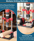 Image showing the Upgraded Portable Drill Guide for Precise Straight Holes, Adjustable from Zero to Sixty Degrees in use on wood.