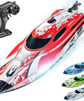Red 12 Inch Remote Control Boat For Pools And Lakes Dope 25 KPH Speed RC Boat For Kids And Adults With Waterproof Hull 700mAh Battery TX126