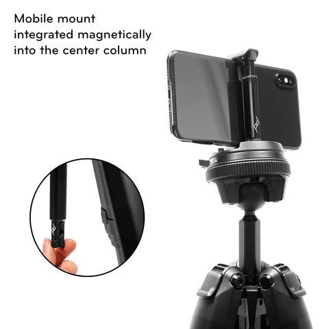 Carbon Fiber Travel Tripod With Pro Level Stability, Fast Setup And Takedown, Ergonomic Ball Head, Ultra Compact And Portable With phone mount