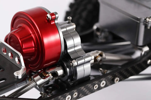 Beefed-Up Full Alloy 1/10 RC Car Transmission Case Gearbox Assembled For Axial SCX10 SCX10 II 90047 with titanium finish