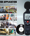 Pro Grade Sound Level Meter With Data Logger And Software, Auto Range, Backlit LCD, 30 to 130 dB Range, Wide Frequency 31.5 Hz to 8.5 kHz