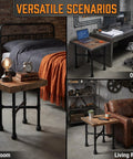 Industrial Pipe Table Legs Set Heavy Duty Metal X Shaped Base For Nightstands Dining Tables Coffee Tables And Benches Built Like A Tank With 400 Lb Capacity Durable Vintage Industrial Furniture Feet used in bedroom, office, and living room setups.
