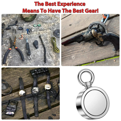 1000 Lb Double Sided Magnetic Fishing Magnet Kit With Rope For River Lake Beach Lawn Retrieval, Items Recovered