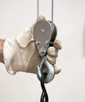 Worker handling Heavy Duty Electric Hoist With Remote Control And Automatic Braking 850 Watt Motor 39 Foot Cable Dual Line Operation