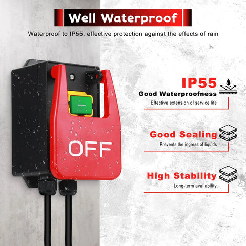 110 To 120 Volt Single Phase On Off Emergency Stop Switch With Large Stop Paddle, IP55 waterproof rating, wall-mounted