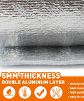 Heavy Duty 5mm Reflective Insulation Radiant Barrier Sheet With Double Sided Foil For Roof Wall And Barn Beat Heat Cold Snap Weather Shield, close-up view of double aluminum layer.