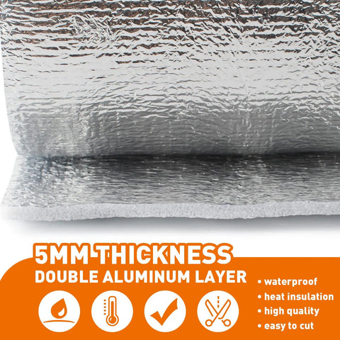 Heavy Duty 5mm Reflective Insulation Radiant Barrier Sheet With Double Sided Foil For Roof Wall And Barn Beat Heat Cold Snap Weather Shield, close-up view of double aluminum layer.