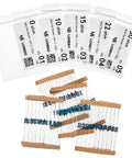 Massive 1200 Piece Resistor Assortment Kit With 38 Values, 1/4W 1% Metal Film Resistors, ROHS Compliant, packets and resistors visible