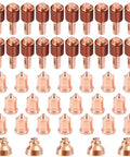 45 Piece Plasma Cutting Pro Grade Consumables Kit With 20 220669 Electrodes 20 220671 Nozzle Tips And 5 220674 Shields For PMX 45 T45v T45m Torch Premium Tellurium Copper OEM KAICUTTING displayed in rows