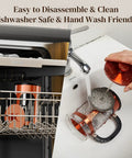34oz No Plastic Touch French Press Coffee Maker With Heat Resistant Borosilicate Glass being cleaned in dishwasher and sink