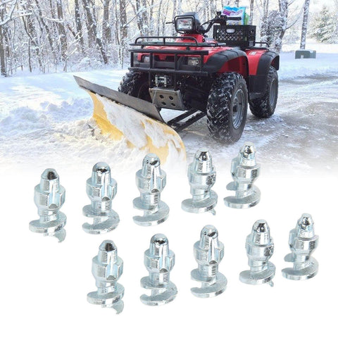 Tire Thread Studs Set With Tungsten Steel Screws 50 Piece Silver Finish for Off-Road Vehicles with ATV in snowy terrain