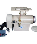 Beefy 550 Watt Servo Sewing Machine Motor For Industrial Use 110V Clutchless Operation displayed with speed control and wiring.
