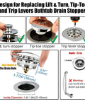 Image of Bathtub Drain Stopper Pop Up Tub Stopper Hair Catcher design for replacing various types of stoppers.