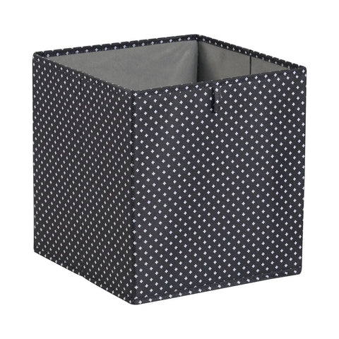 Collapsible Cube Organizer Bins For Shelves Pack Of 6 Black With White Plus Signs 13x15x13 Inches Durable Foldable Storage Baskets