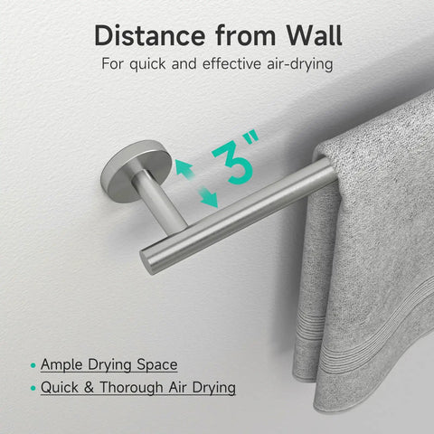 Brushed Nickel 4 Piece Bathroom Accessories Set, Wall Mounted, 18 Inch Towel Bar, Durable SUS304 Stainless Steel Bath Hardware With Towel