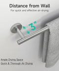 Brushed Nickel 4 Piece Bathroom Accessories Set Wall Mounted SUS304 Stainless Steel Towel Bar with 3 inch wall distance