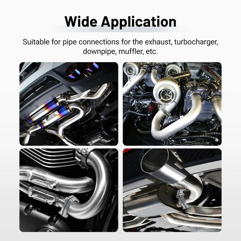 Heavy Duty 3 Bolt Exhaust Flange Upgrade Kit Crafted From Premium 304 Stainless Steel With Gaskets And Hardware For Seamless Pipe Connections Badass Weld Ready Setup, showing various pipe connections.