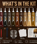 No Sweat Brown Leather And Vinyl Repair Kit Blends Dark Light Tan Chocolate Colors For Couch Sofa Chair Car Seat And Boots Effortless Invisible Diy Patch Fix Up Today 10 color tubes and accessories.