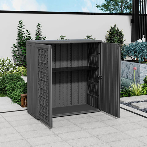 Heavy Duty Metal Shelf Set For 60 Gallon Outdoor Storage Cabinet, 33.3 Inch Wide By 9 Inch Deep By 0.6 Inch Thick, Black Two Shelves