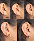 18K Gold Plated Ball Stud Earrings Set, 5 Piece, Sizes 3mm To 10mm, High Polish Finish, Tarnish Resistant, Comfortable Everyday Wear To Any Outfit, Dope Sparkle Gold Tone Jewelry Gift. 3mm-10mm studs on ear