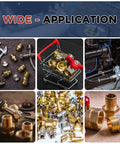 Assorted brass hose fittings and adapters, hex bushings, and connectors for pipe plumbing