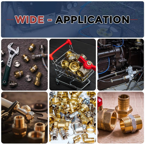 Assorted brass hose fittings and adapters, hex bushings, and connectors for pipe plumbing