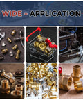Collage of One Half Inch NPT to Three Eighth Inch Male Flare Brass Hex Nipples Hose Connectors for various applications