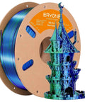 Silk Dual Color PLA Filament For 3D Printers 1.75mm Tolerance 0.03mm 1kg Spool Two Tone Blue Green Coextruded Silk Finish