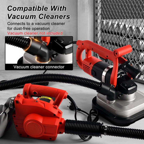 Close-up of Beefy 3600W Four Head Concrete Grinder with LED Light and Full Copper Motor, hose for vacuum compatibility visible.