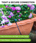 Easy Install 1 Quarter Inch Drip Emitter Kit With Adjustable Flow And 360 Degree Fan Sprayer No Tools Needed in garden pot