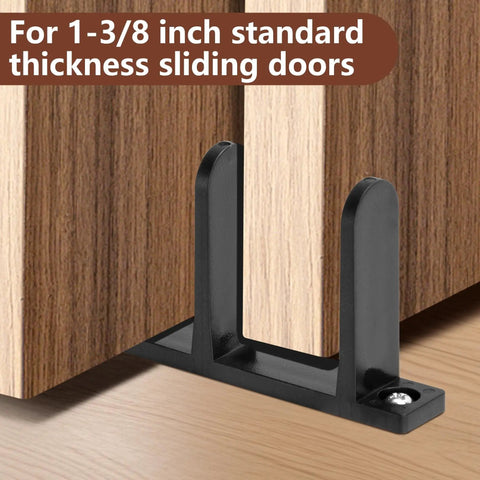 4 Pack Sliding Closet Door Floor Guides Universal ABS Bottom Guides For 1-3/8 Inch Thick Doors Black Cabinet Floor Guides with Screws