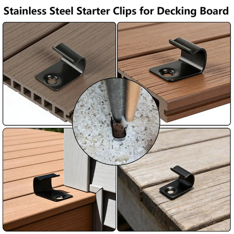 Starter Deck Clips 50 Pack Universal Hidden Fasteners For Composite Decking, Pro Grade Stainless Steel 304 with 52 Torx Screws and 1 Torx Bit