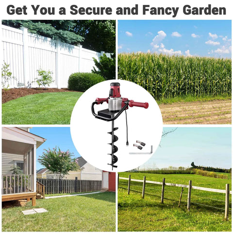 Electric Post Hole Digger Kit With 6 Inch And 12 Inch Auger Bits 1500W Powerhead Heavy Duty Digging Tool for garden projects