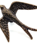 Vintage Cast Iron Closet Door Pull Handles In Bronze Finish With Delicate Bird Design Set Of 2 close-up view of bird motif handle