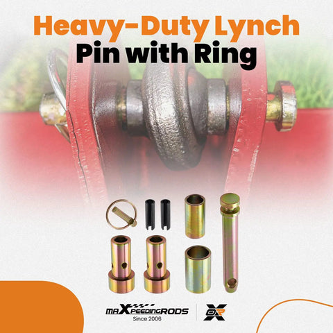 Heavy Duty Quick Hitch Adapter Bushing Kit For Category 1 Tractors With Top Link Pin And Lynch Pin, Galvanized Steel