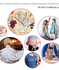 Collage showcasing uses of the Retractable 60 Inch Tape Measure Set For Sewing, Crafting And DIY, including clothes fitting and tailoring.