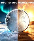 Solid As A Rock 3V CR2032 Lithium Batteries 10 Pack Heavy Duty Coin Cell showing temperature durability from -10°C to 50°C.