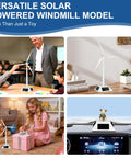 Solar Powered Windmill Kit for Desk and Home Decor, Rotating Wind Turbine Model, in classroom, home, and car settings.