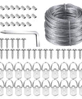 All In One Picture Hanging Kit With D Ring Hangers And Screws, Aluminum Sleeves, 100 Feet Wire And Screwdriver, Supports Up To 30 Lb