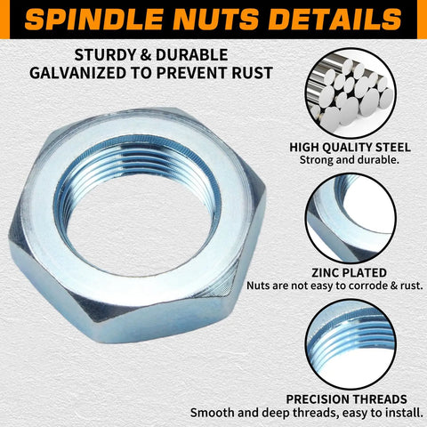 Beefy Heavy Duty D Style Trailer Spindle Nuts And Retainers Kit For 2000 To 8000 Lbs 1 Inch Thread Head zinc plated nut detail