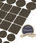 Heavy Duty Self Adhesive Felt Pads 880 Pack Brown Round Square Floor Savers 3.5 Millimeter Thick, close-up of pads.